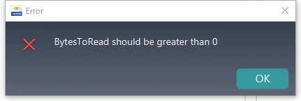 bytes to read should be greater than zero