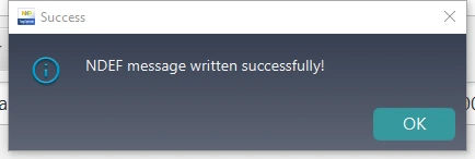 NDEF message written successfully